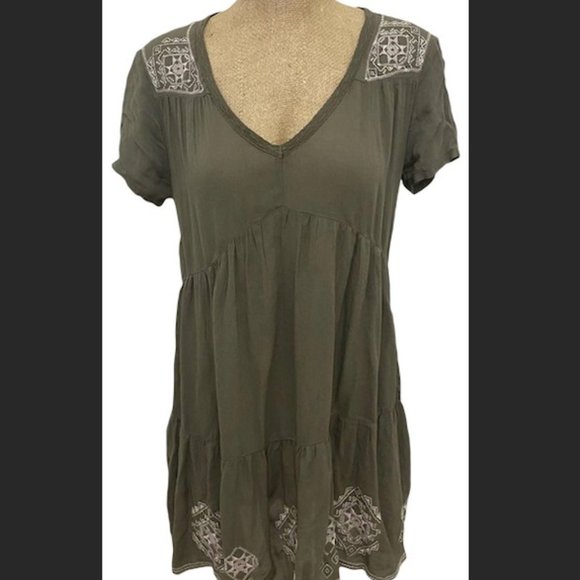 Knox Rose Dresses & Skirts - Knox Rose Green Embroidered Olive Dress Tee Shirt